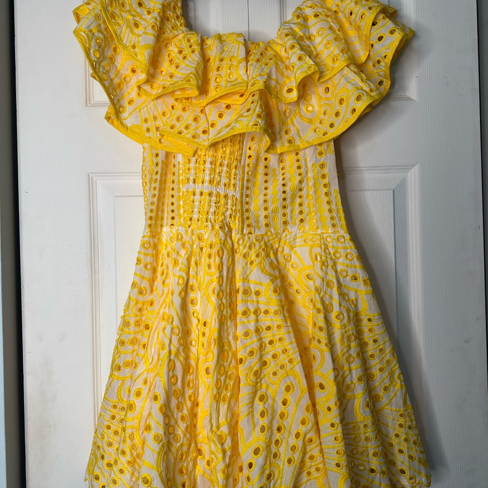 Yellow Princess Ruffle Cutout Mini Dress - Picture 4 of 7